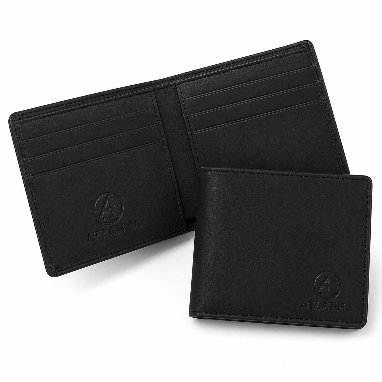 ATLANNA Premium Thin Bifold Leather Wallet For Men